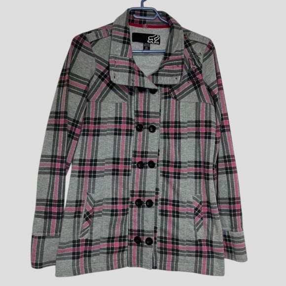 Fox Racing Grey & Pink Checkered Shacket Size Large - Picture 5 of 14